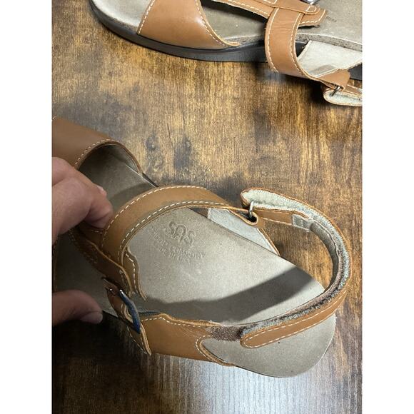 SAS Captiva T Strap Leather Sandal Caramel Womens 9 N Comfort Walking Adjustable - Picture 6 of 14